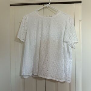 J. Crew White Eyelet Blouse